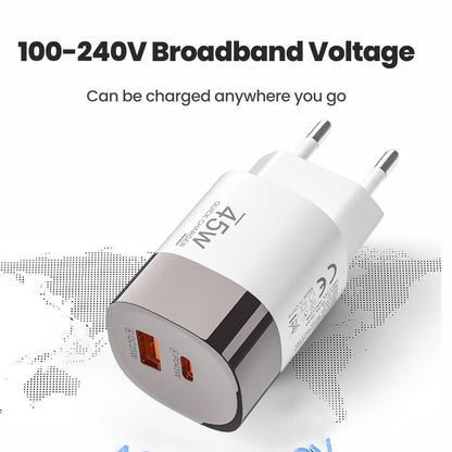 45W Dual USB-C Fast Wall Charger
